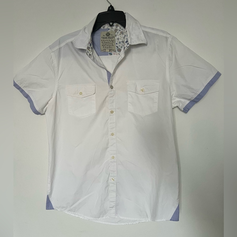 Fresh Brand Men's White Short Sleeve Shirt